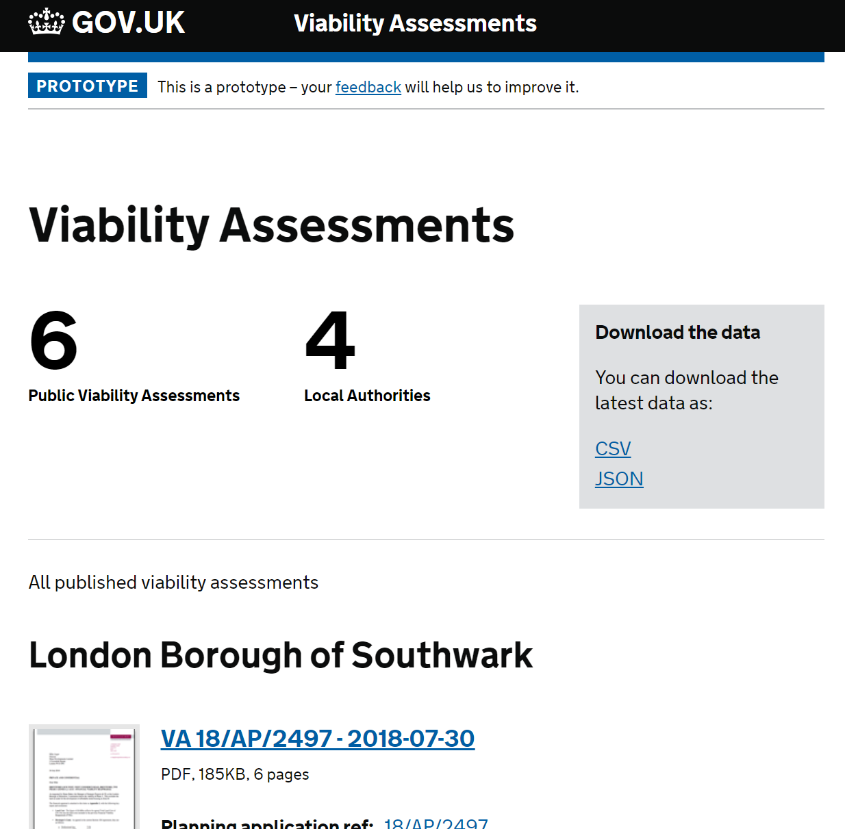 A screen shot of the developeer contributions prototype