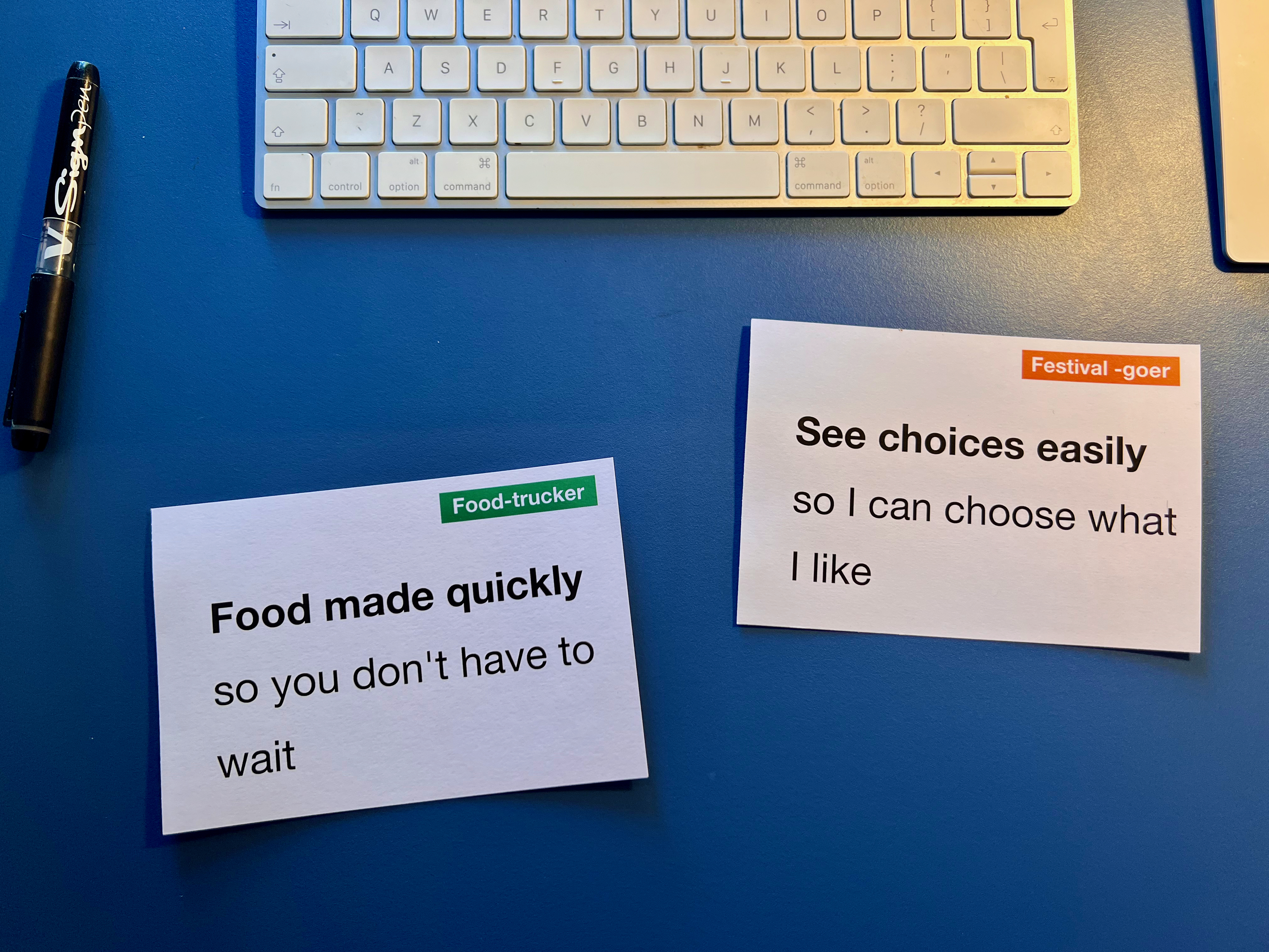 A photo of some user needs that we’ll be using during session 2